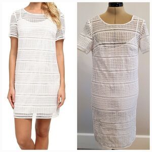 Michael Kors Women's Dress XS White Eyelet Lace Short Sleeve Fully Lined Classic